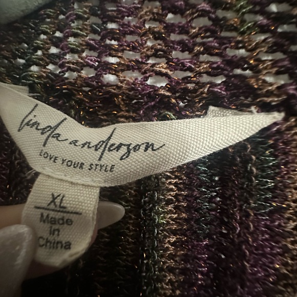 Metallic Brown Open-Front Ribbed Cardigan Sweater - Picture 3 of 4